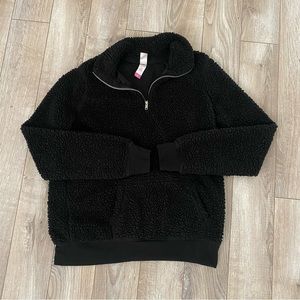 Black Sherpa Half Zip Jacket